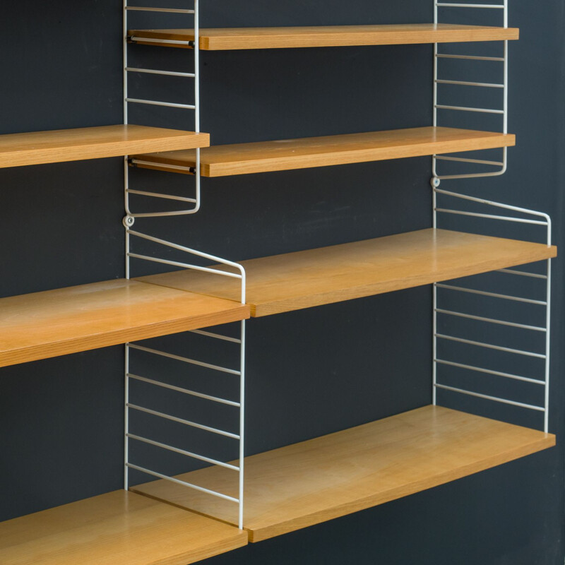 Mid-century string shelving system elmwood by Nisse Strinning, 1960s