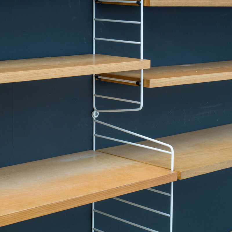 Mid-century string shelving system elmwood by Nisse Strinning, 1960s