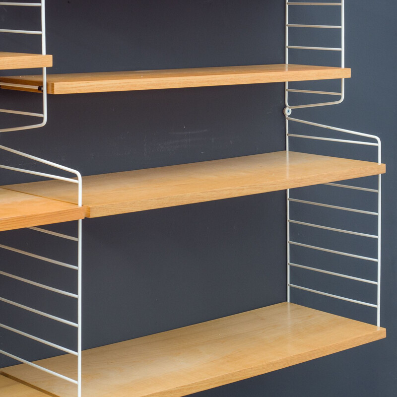 Mid-century string shelving system elmwood by Nisse Strinning, 1960s