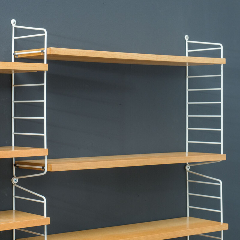 Mid-century string shelving system elmwood by Nisse Strinning, 1960s