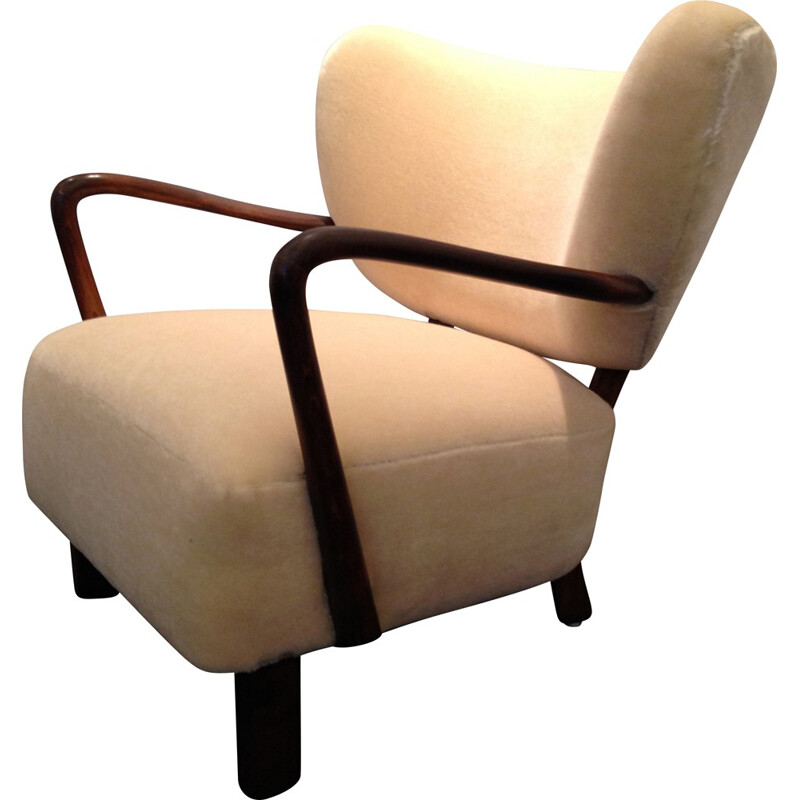 Hos Wulff armchair in white velvet mohair, Viggo BOESEN - 1930s