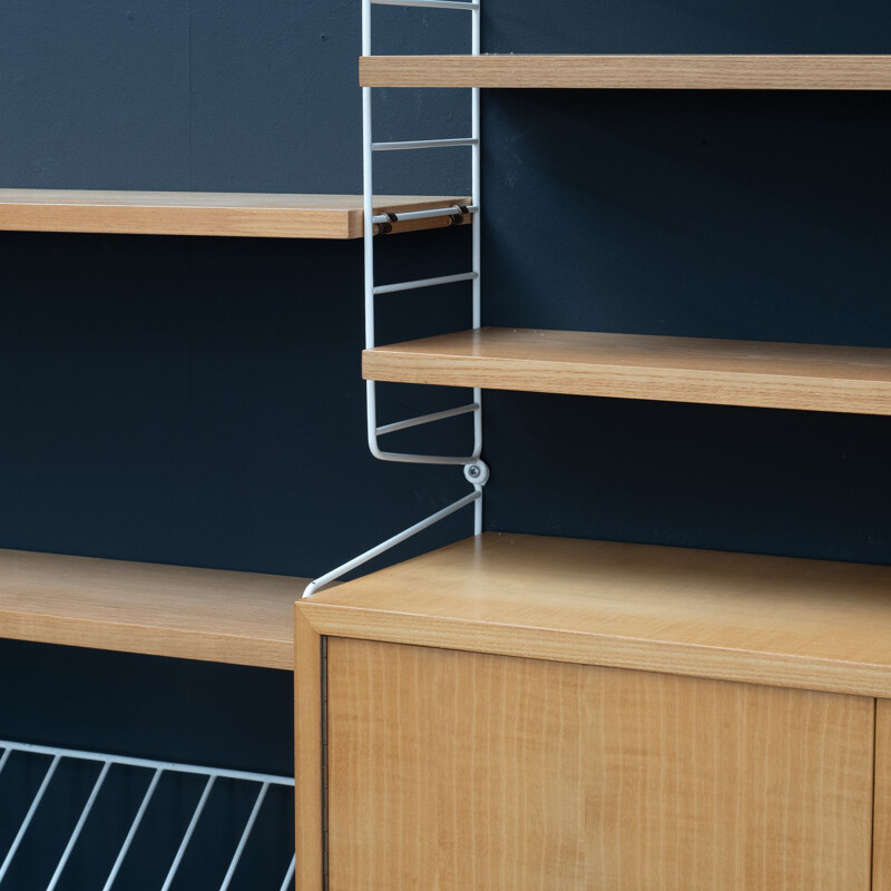 Mid-century string shelving system elmwood by Nisse Strinning, 1960s