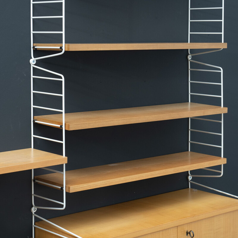 Mid-century string shelving system elmwood by Nisse Strinning, 1960s