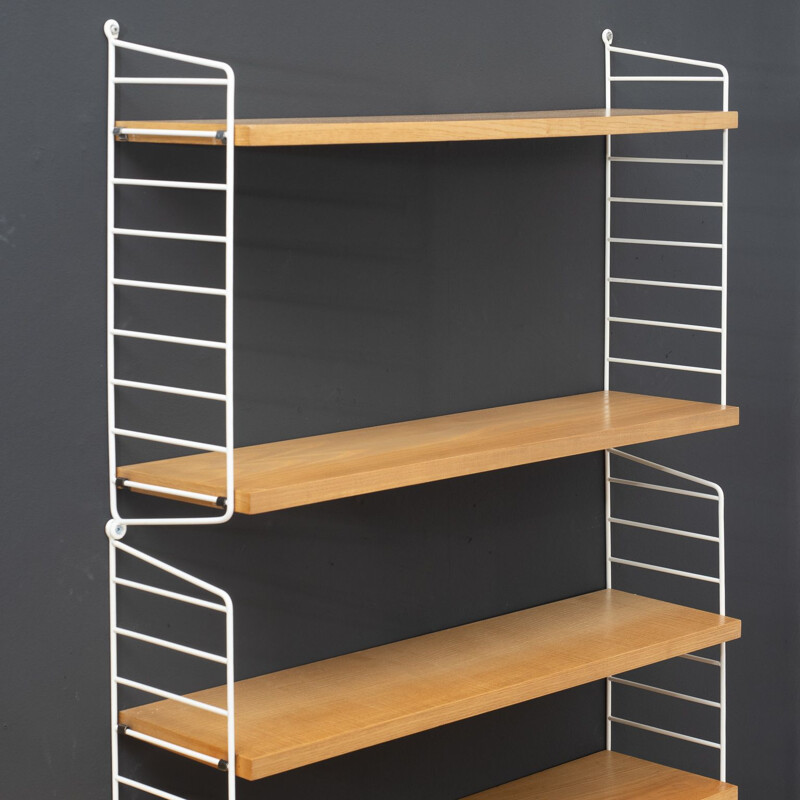 Mid-century string shelving system elmwood by Nisse Strinning, 1960s