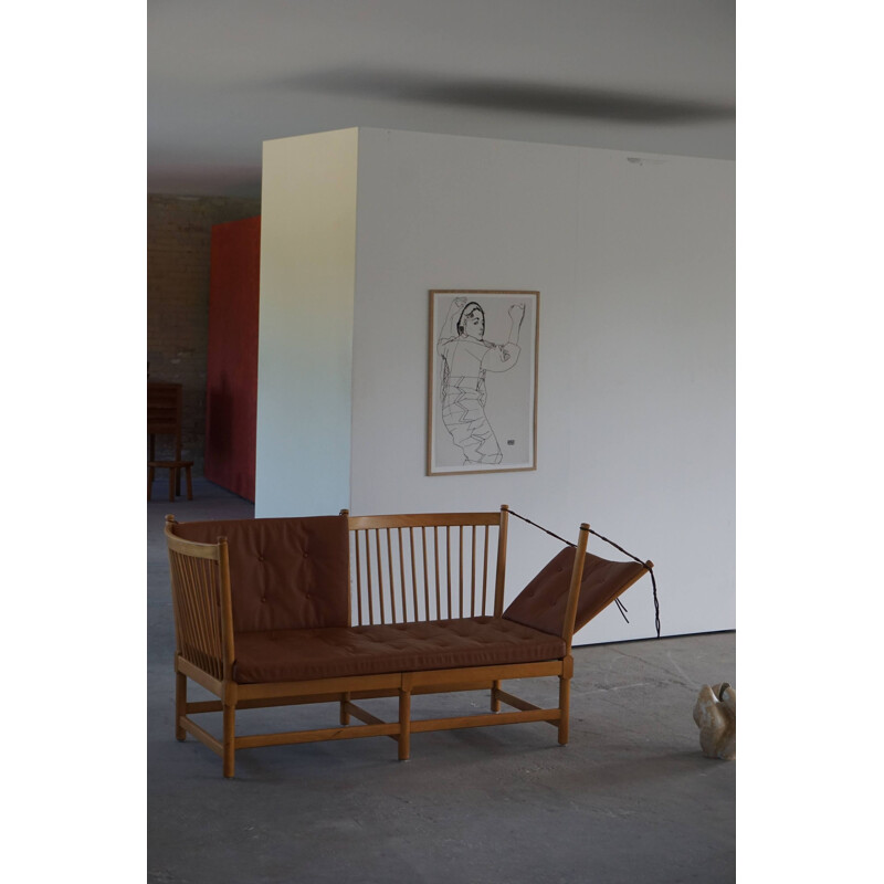 Mid-century Tremme sofa in beech by Børge Mogensen for Fritz Hansen, 1945s