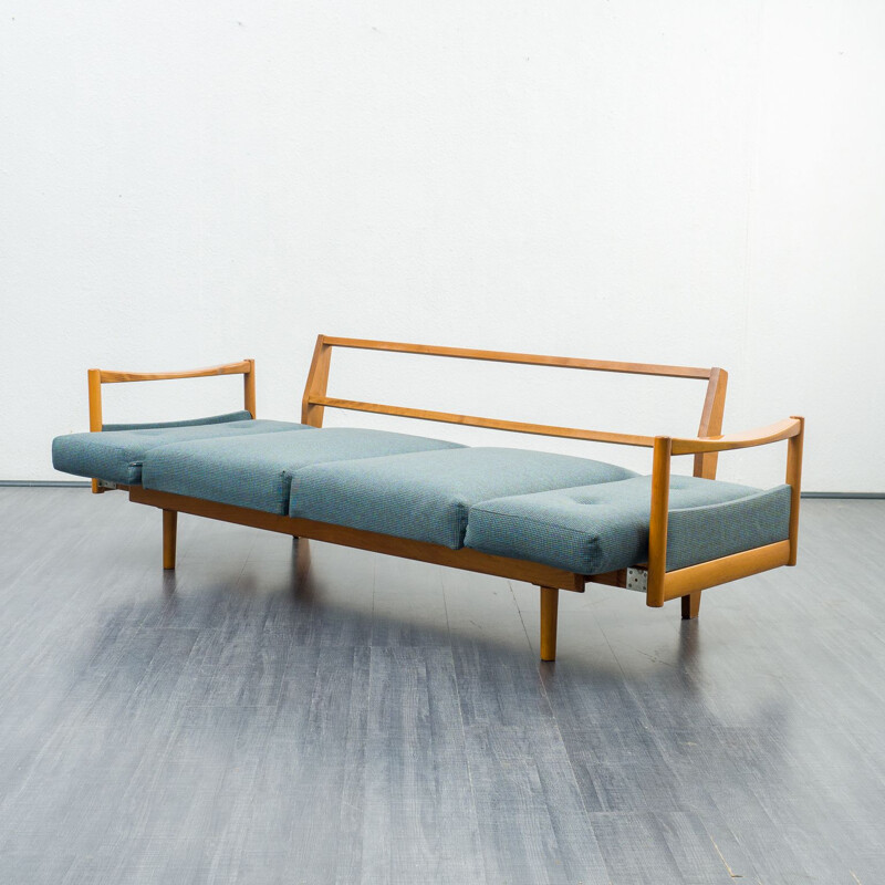 Canapé-lit vintage en bois de hêtre massif, 1960