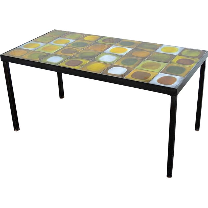 Coffee table in ceramic and metal, Roger CAPRON - 1950s