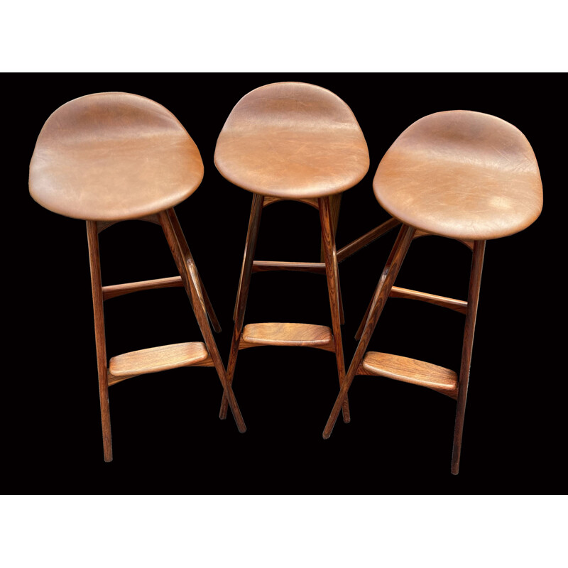 Set of 3 vintage barstools by Erik Buch for O.D Mobler