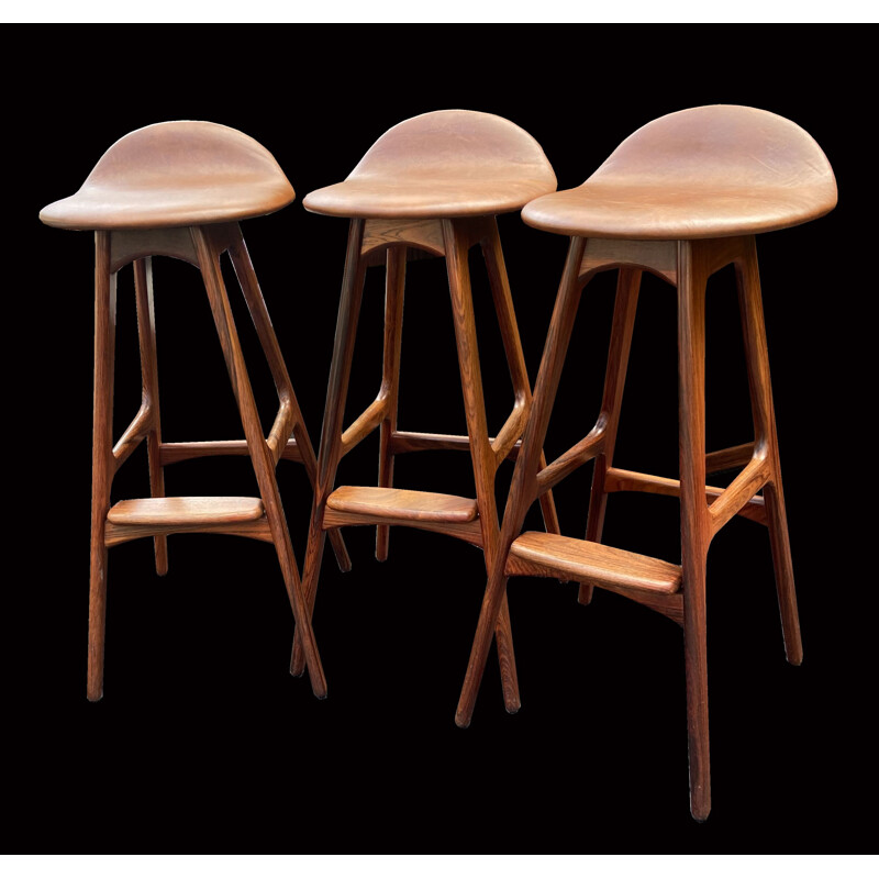 Set of 3 vintage barstools by Erik Buch for O.D Mobler