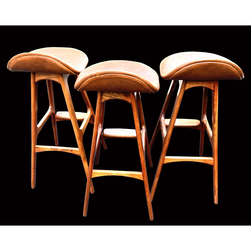 Set of 3 vintage barstools by Erik Buch for O.D Mobler