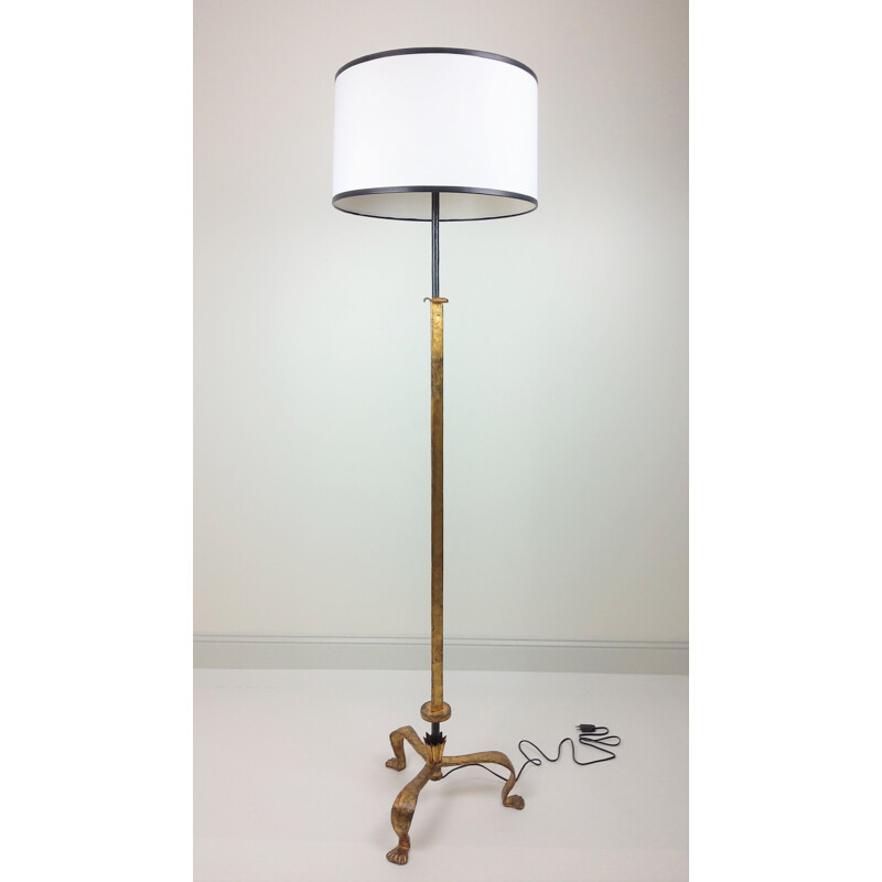 Art deco floor lamp in gilded metal