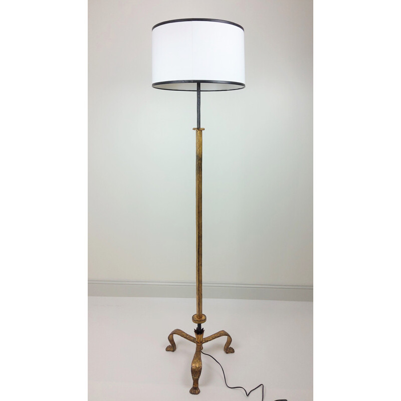 Art deco floor lamp in gilded metal