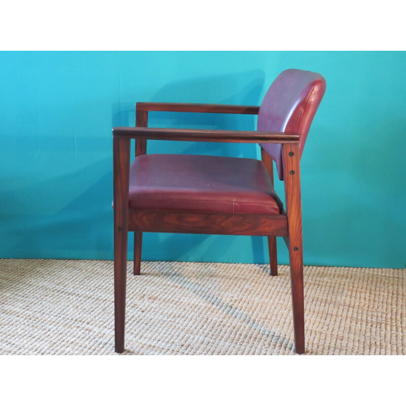 Pair of Rosewood and leather dining chairs - 1960s 