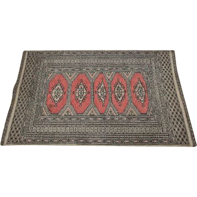 Vintage handgemaakt natuurlijk wollen tapijt van Vinca, Pakistan 1950