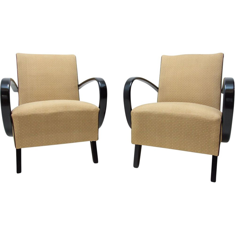 Pair of vintage bentwood armchairs by Jindřich Halabala for Up Závody, 1950