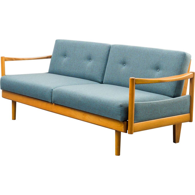Mid century solid beechwood sofa bed, 1960s