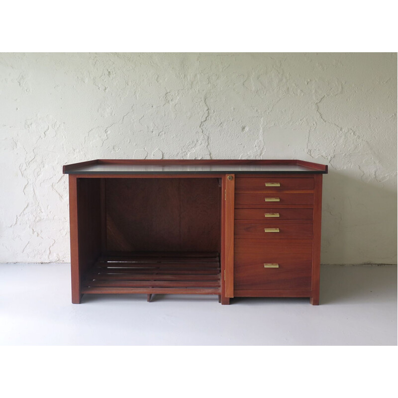 Vintage mahogany desk by Paillard, 1930s