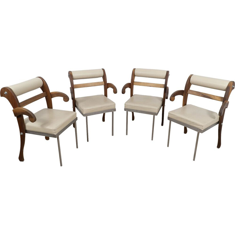 Ensemble de 4 chaises vintage Job