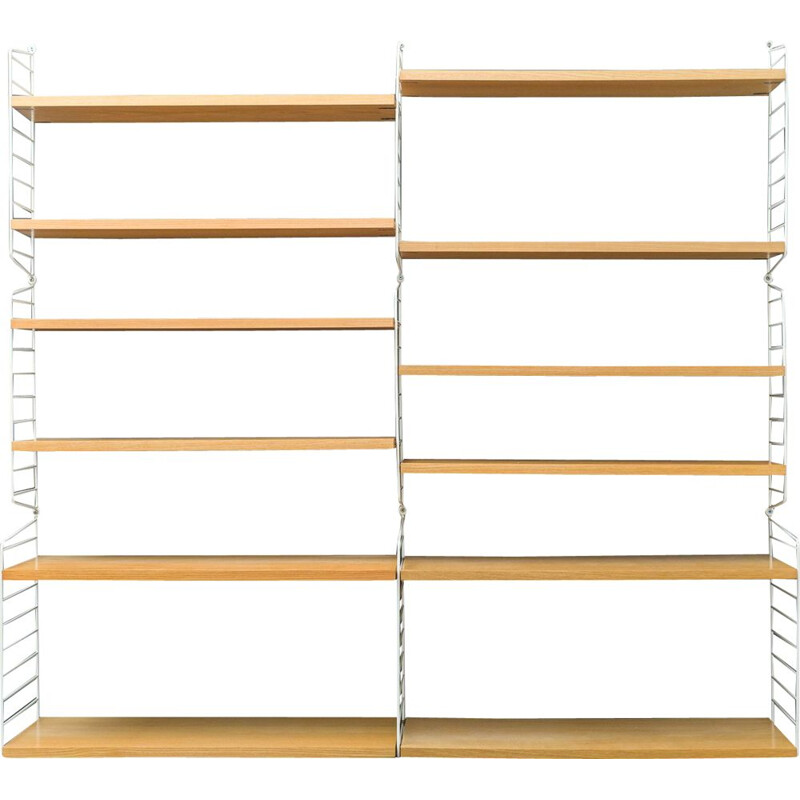 Mid-century string shelving system elmwood by Nisse Strinning, 1960s