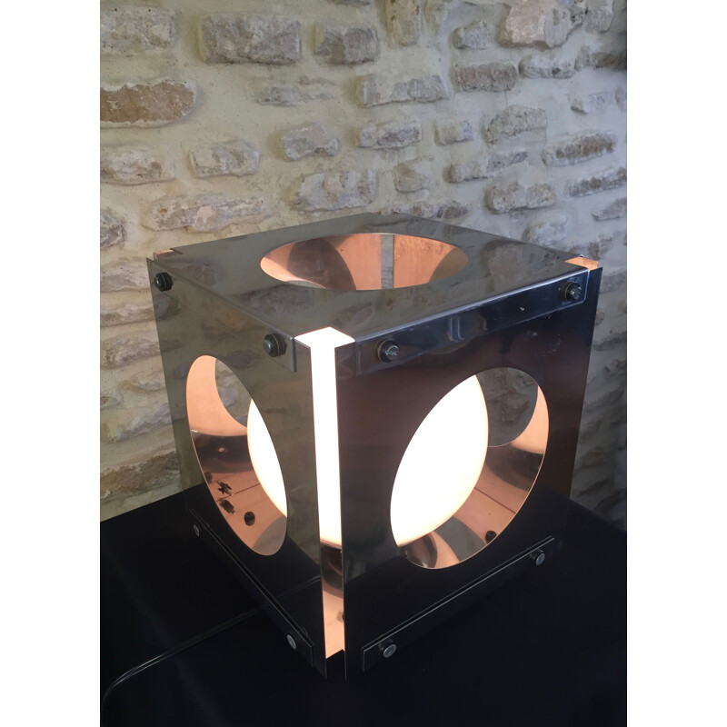 Vintage verchroomde metalen "vierkante bal" lamp van Goffredo Reggiani, 1970