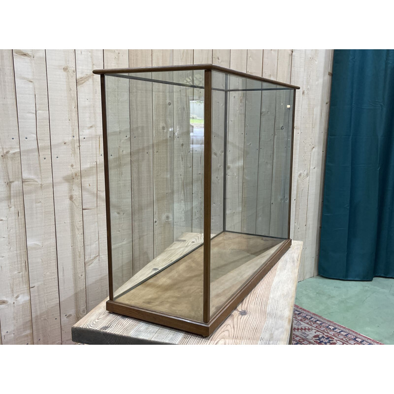 Vintage oak museum display case, 1950s