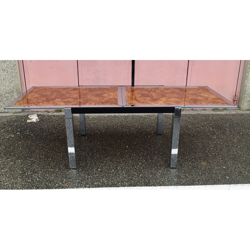 Vintage table in chrome and black lacquered steel