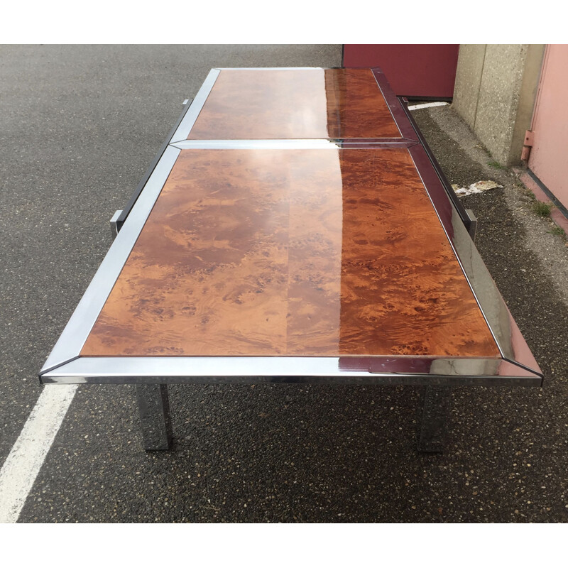 Vintage table in chrome and black lacquered steel
