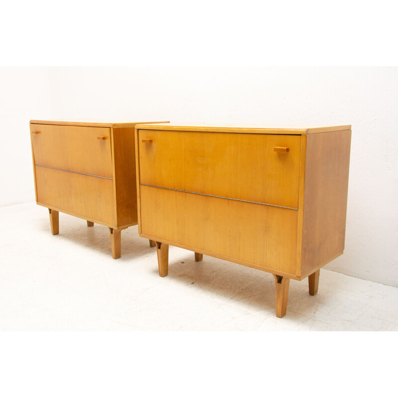 Pair of vintage beechwood dressers by Frantisek Mezulanik for Nový Domov, Czechoslovakia 1970