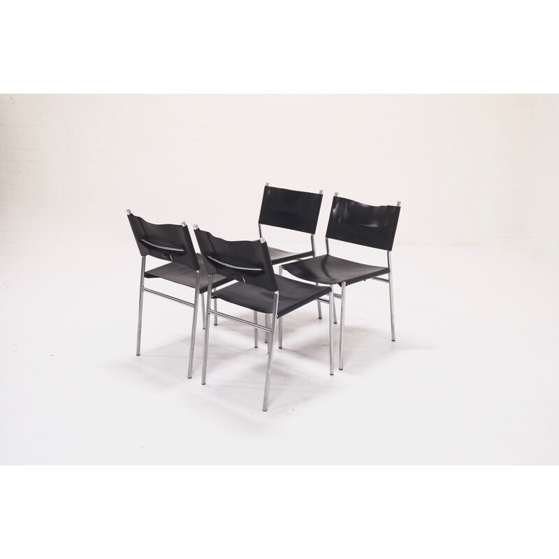 Ensemble de 4 chaises 'T Spectrum "SE06" en cuir, Martin VISSER - 1960