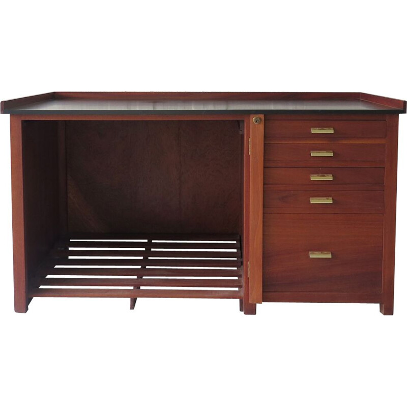 Vintage mahogany desk by Paillard, 1930s