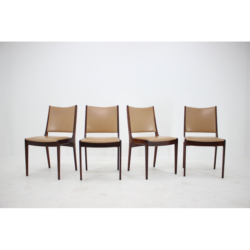 Set van 4 vintage stoelen in teak en kunstleer van Johannes Andersen, 1960