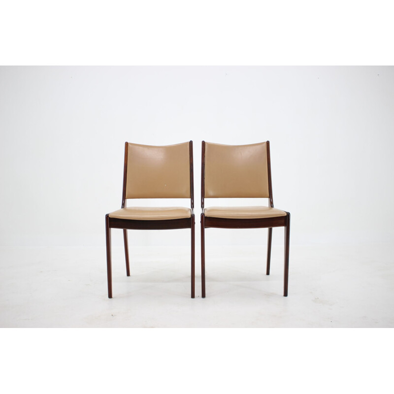 Set of 4 vintage teak and leatherette chairs by Johannes Andersen, 1960