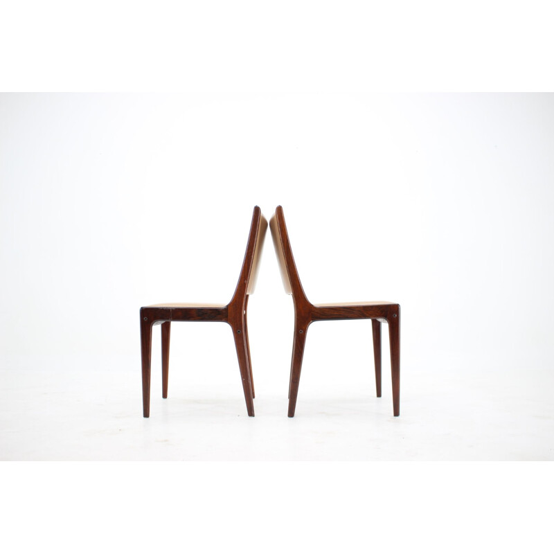 Set of 4 vintage teak and leatherette chairs by Johannes Andersen, 1960