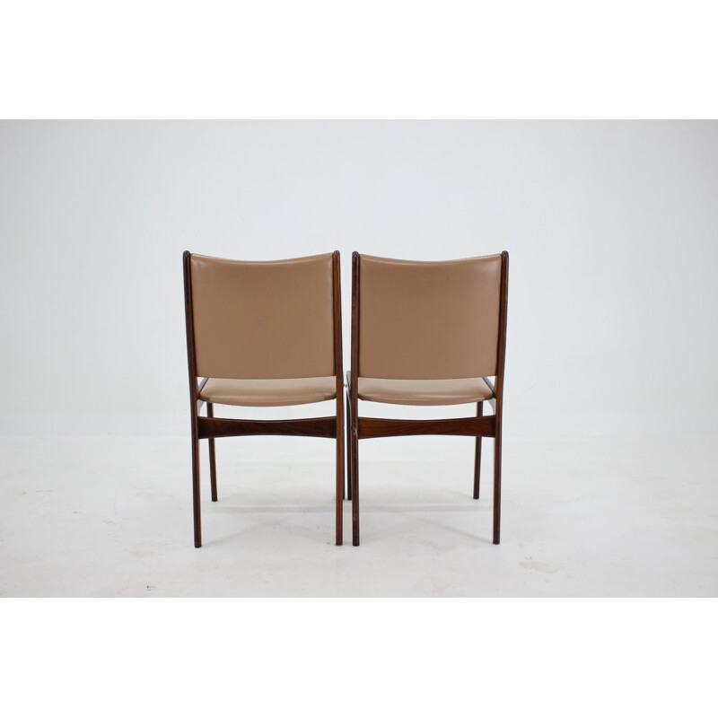 Conjunto de 4 cadeiras de teca vintage e de pele de Johannes Andersen, 1960