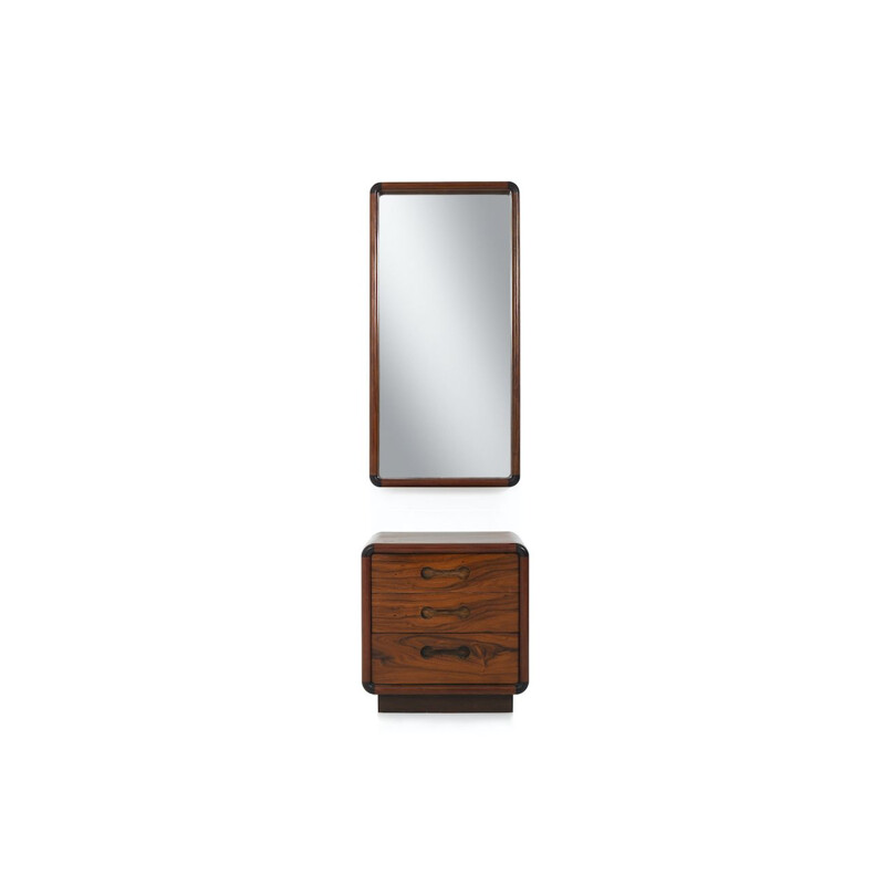 Vintage walnut chest of drawers and mirror by Poul Cadovius for CADO, Denmark 1970s