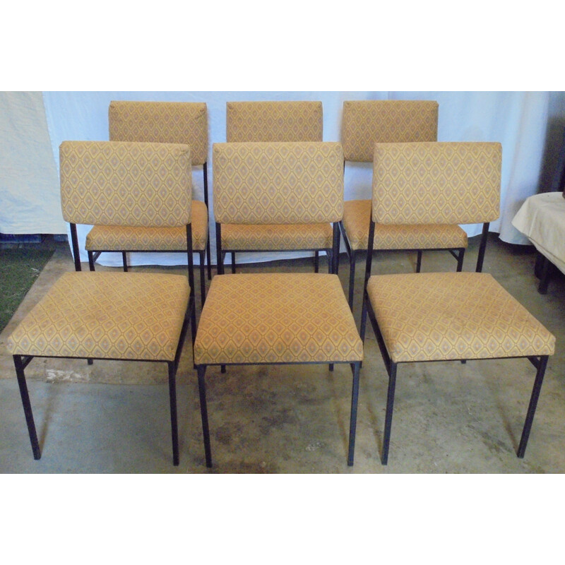 Set of 6 vintage chairs by Jacqueline Lecoq and Antoine Philippon for Airborne, 1960s