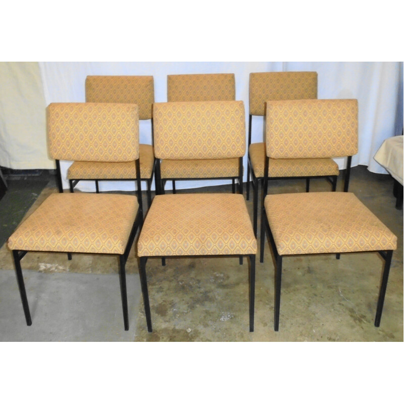 Set of 6 vintage chairs by Jacqueline Lecoq and Antoine Philippon for Airborne, 1960s