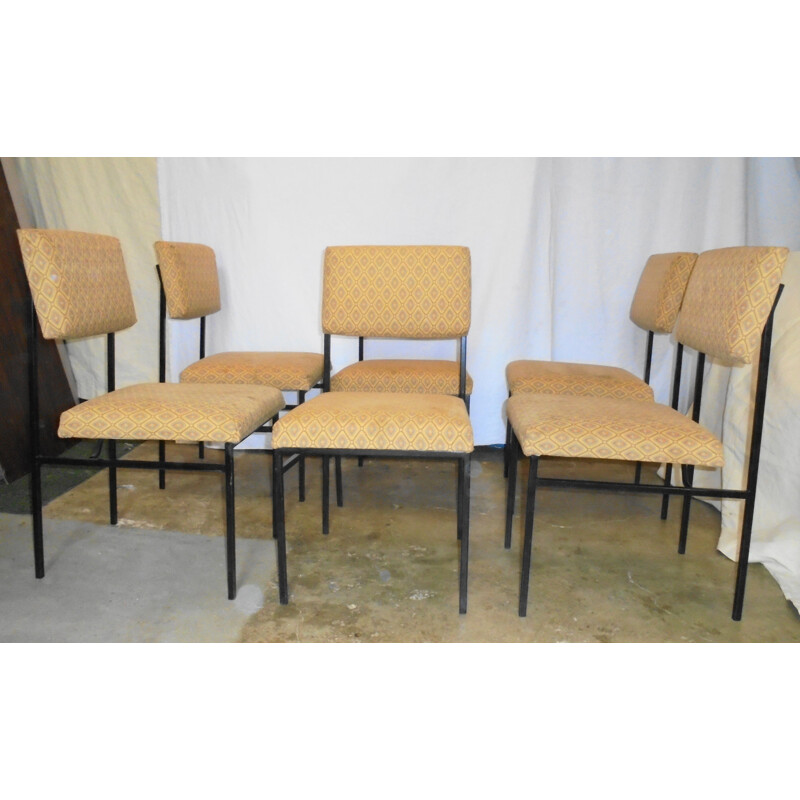 Set of 6 vintage chairs by Jacqueline Lecoq and Antoine Philippon for Airborne, 1960s