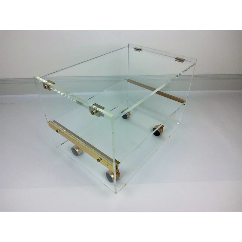 Vintage Plexiglas side table by David Lange, 1970s