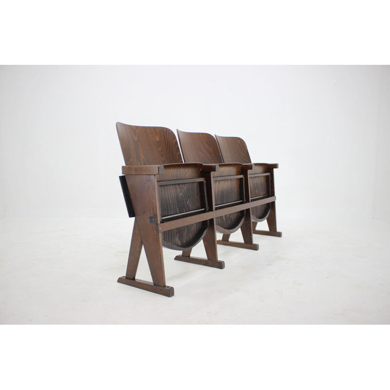 Vintage 3-seater cinema bench, Czechoslovakia 1960s