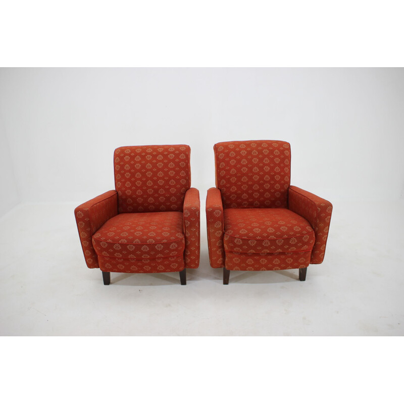 Pair of vintage armchairs by Jindrich Halabala, Czechoslovakia s