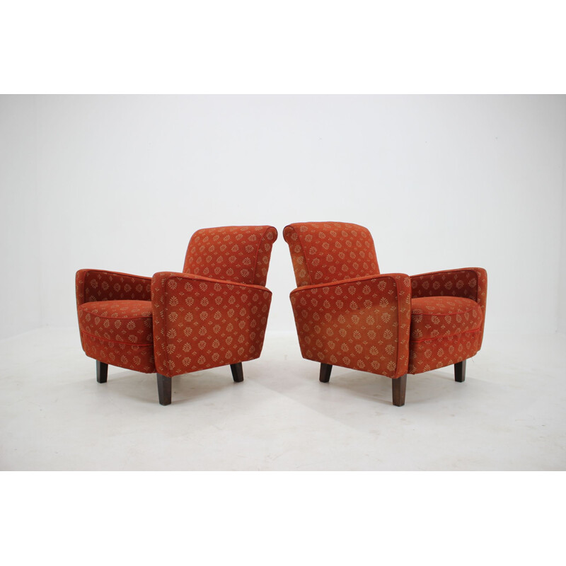 Pair of vintage armchairs by Jindrich Halabala, Czechoslovakia s