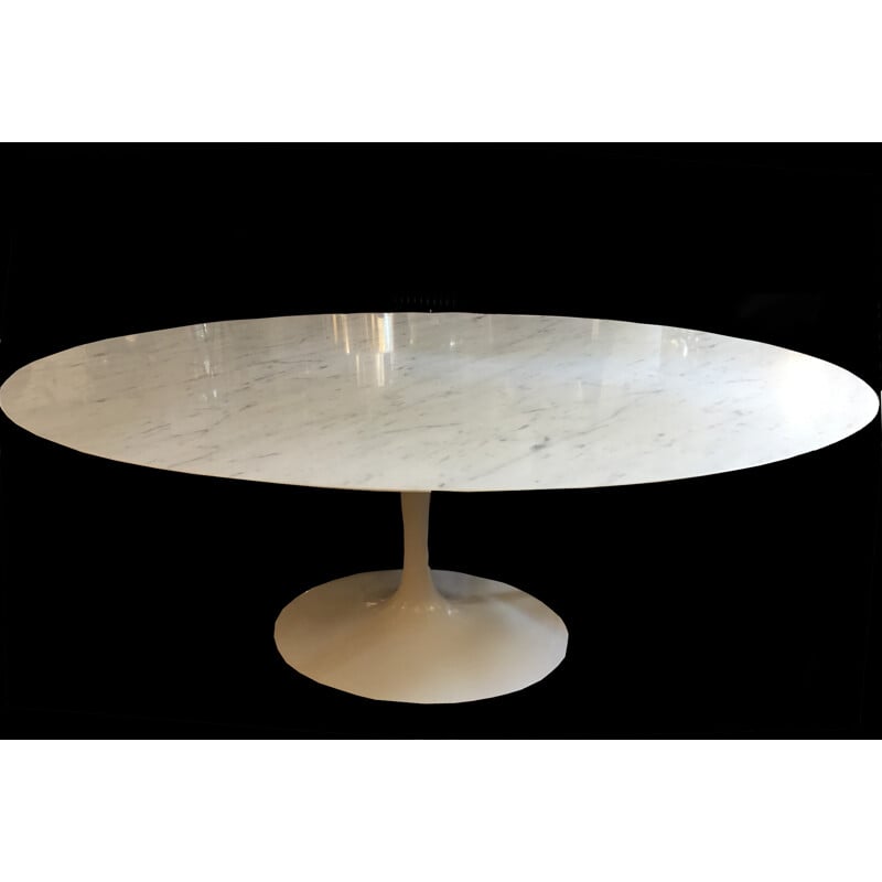 Knoll oval dining table in white marble and aluminum, Eero SAARINEN - 1970s