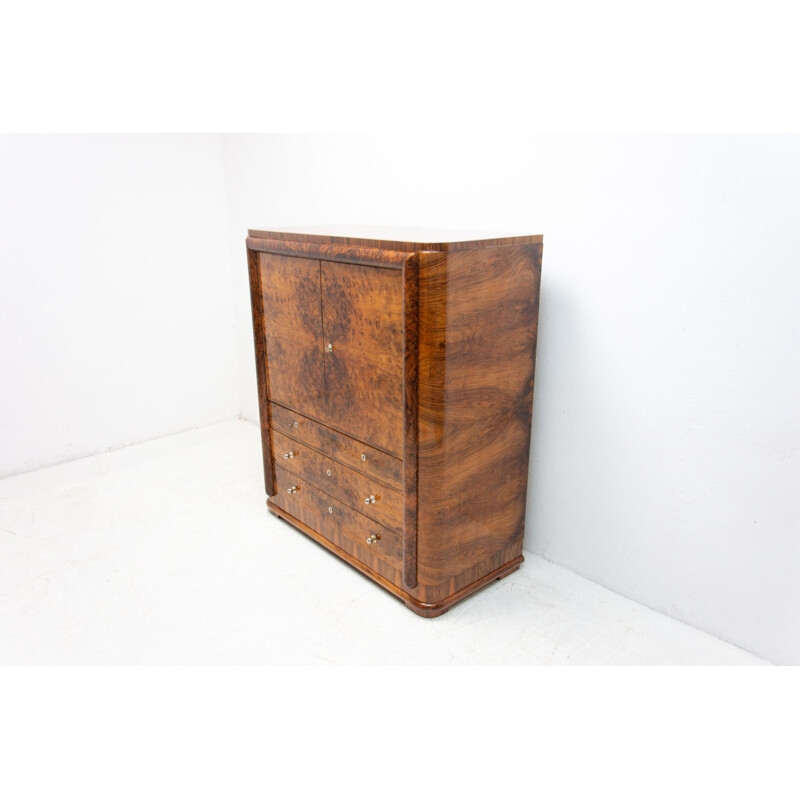 Vintage art deco sideboard in wood and walnut veneer, 1930