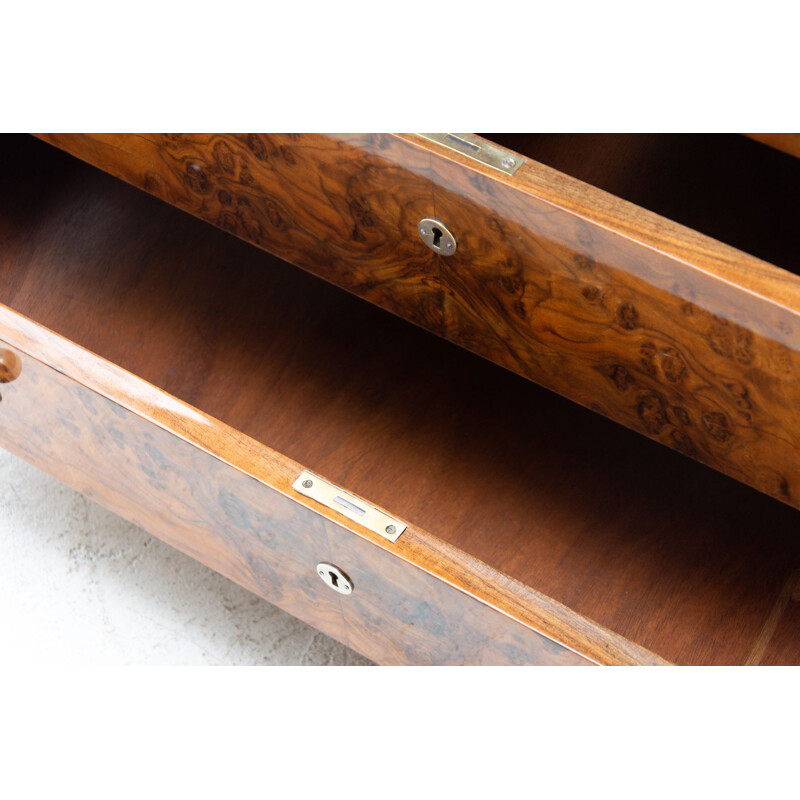 Vintage art deco sideboard in wood and walnut veneer, 1930