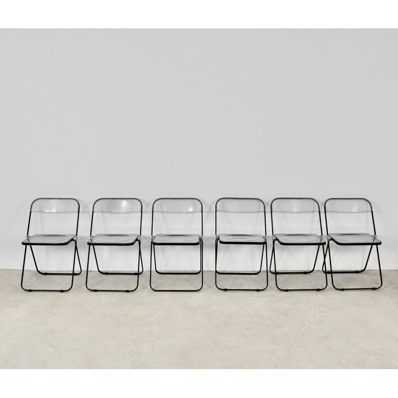 Set of 6 vintage Plia folding chairs by Giancarlo Piretti for Castelli, 1970s