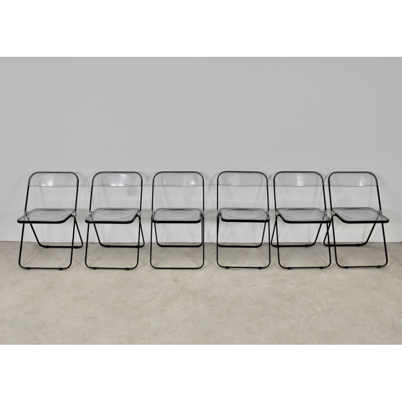 Set of 6 vintage Plia folding chairs by Giancarlo Piretti for Castelli, 1970s