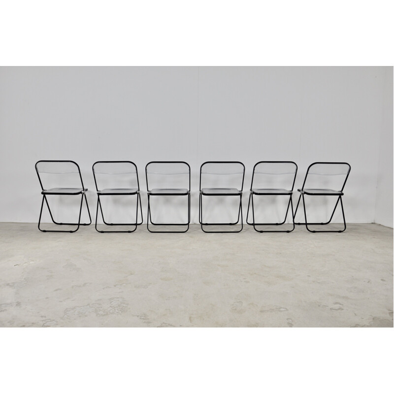 Set of 6 vintage Plia folding chairs by Giancarlo Piretti for Castelli, 1970s