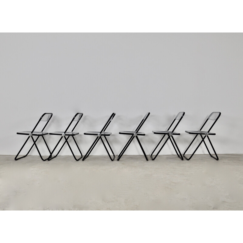 Set of 6 vintage Plia folding chairs by Giancarlo Piretti for Castelli, 1970s