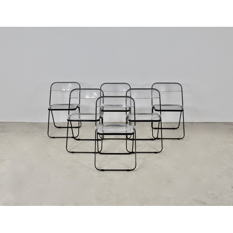 Ensemble de 6 chaises pliantes vintage Plia de Giancarlo Piretti pour Castelli, 1970